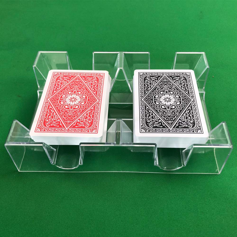 Yuanhe Clear 2-Deck Canasta Card Tray - No Swivel Base | Durable & Stackable