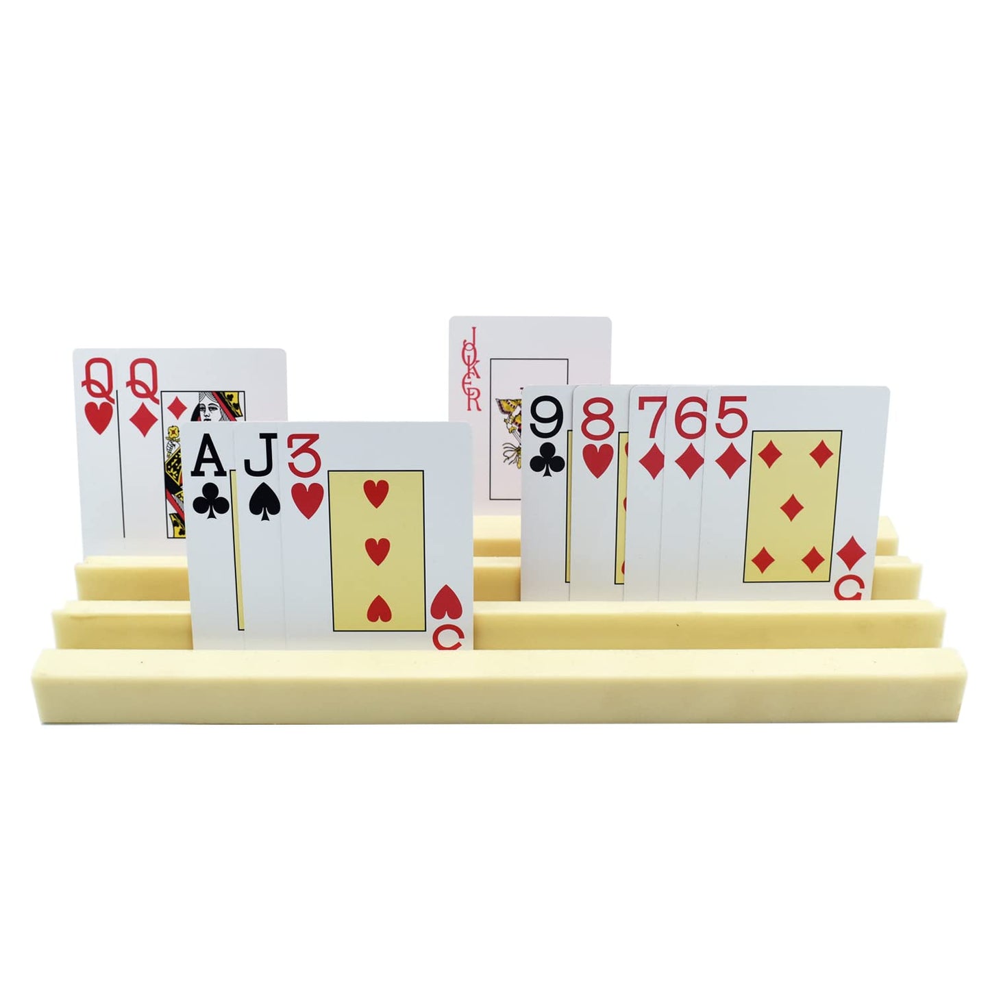 Yuanhe Domino Card Holders 4-Pack – Deep-Groove Racks for Dominoes & Cards, 11.81 x 4.92 x 0.98 in