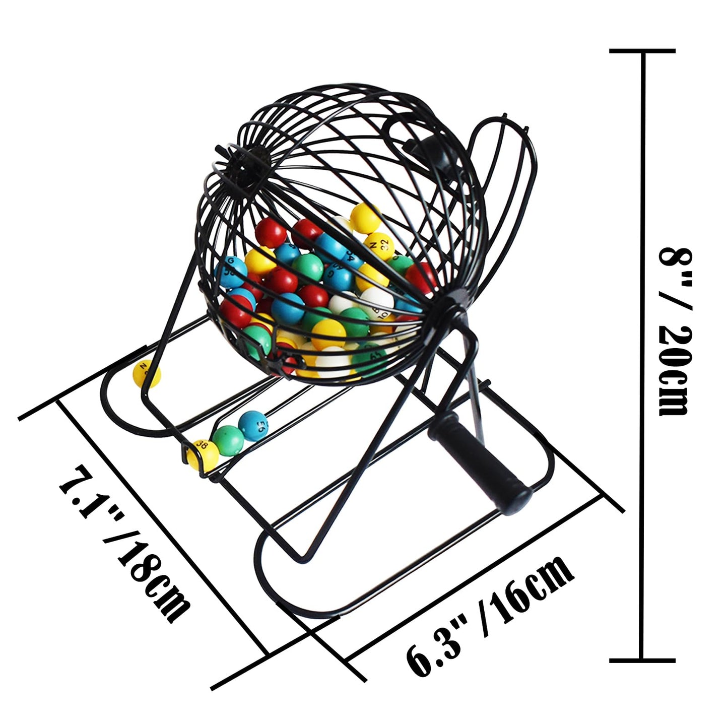 Yuanhe Complete Bingo Game Set — Deluxe 8-inch Cage, 1000 Chips, 100 Cards, 75 Balls