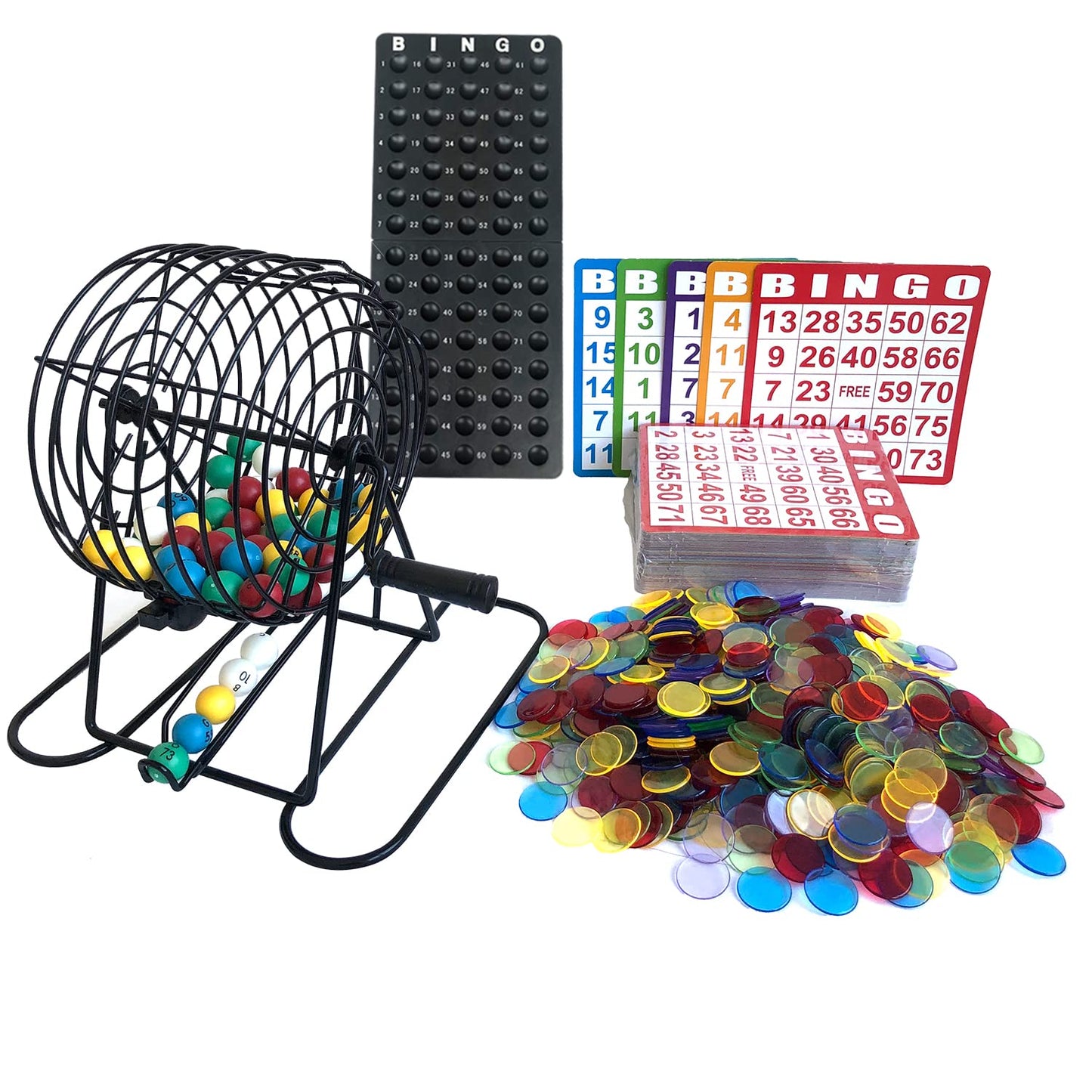Yuanhe Deluxe Bingo Game Set – 8-Inch Cage, 500 Chips, 100 Cards, 75 Balls