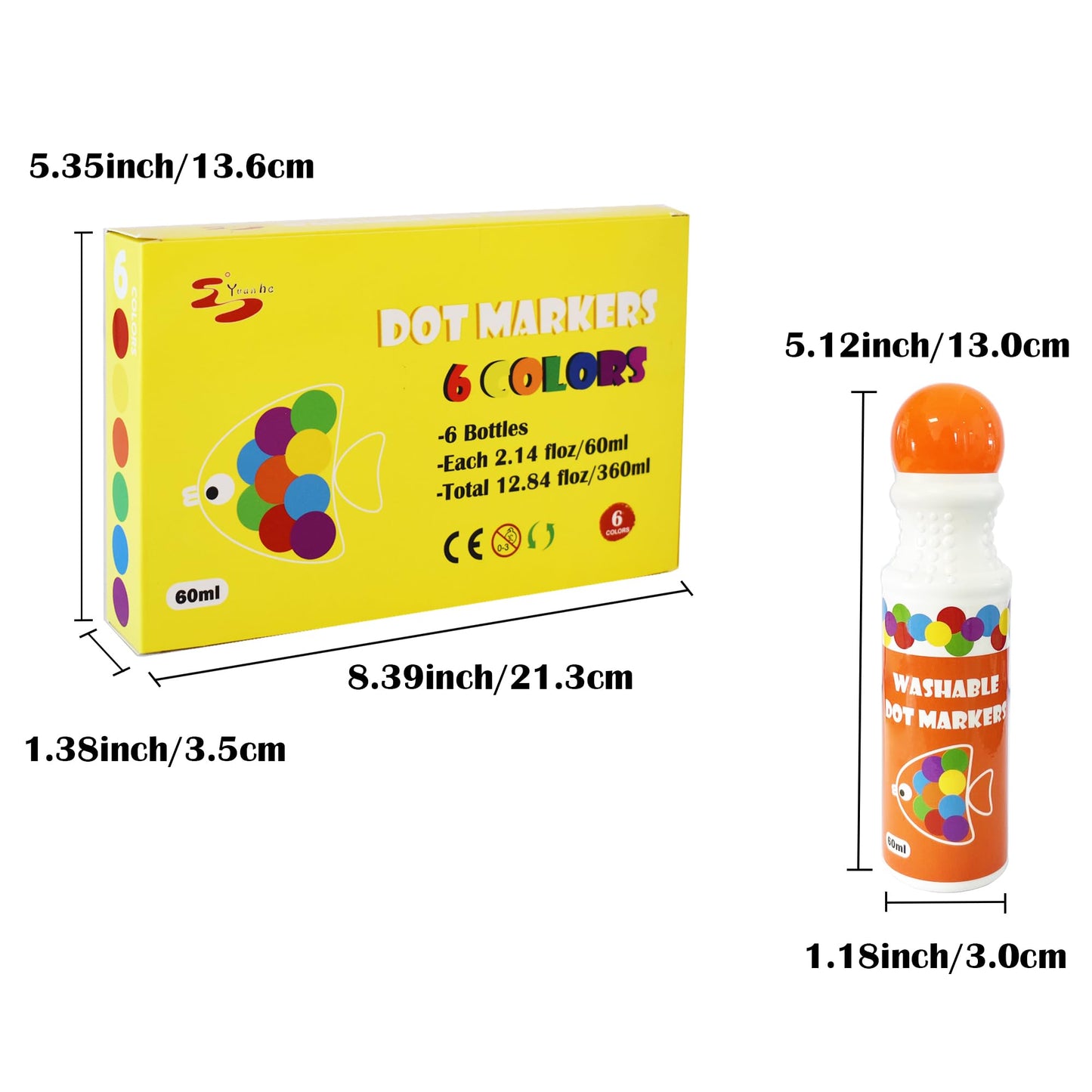 Yuanhe Dot Markers Bingo Daubers – 6 Washable Colors for Toddlers & Kids Art