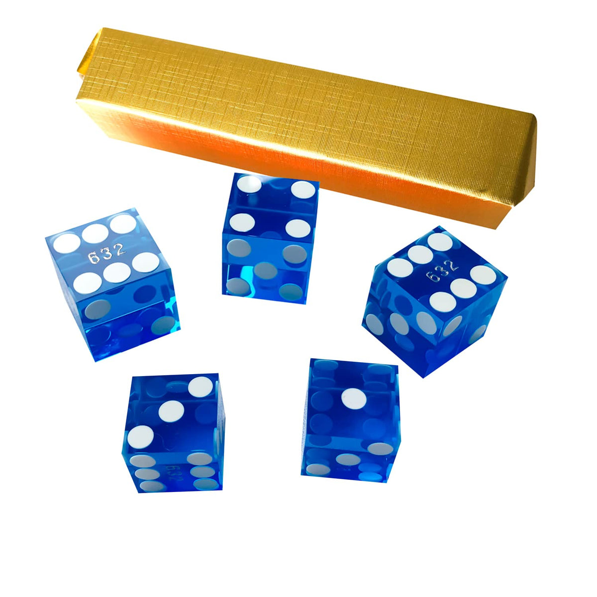 Yuanhe 5-Piece 19mm Grade AAA Serialized Casino Dice - Blue, Razor Edges