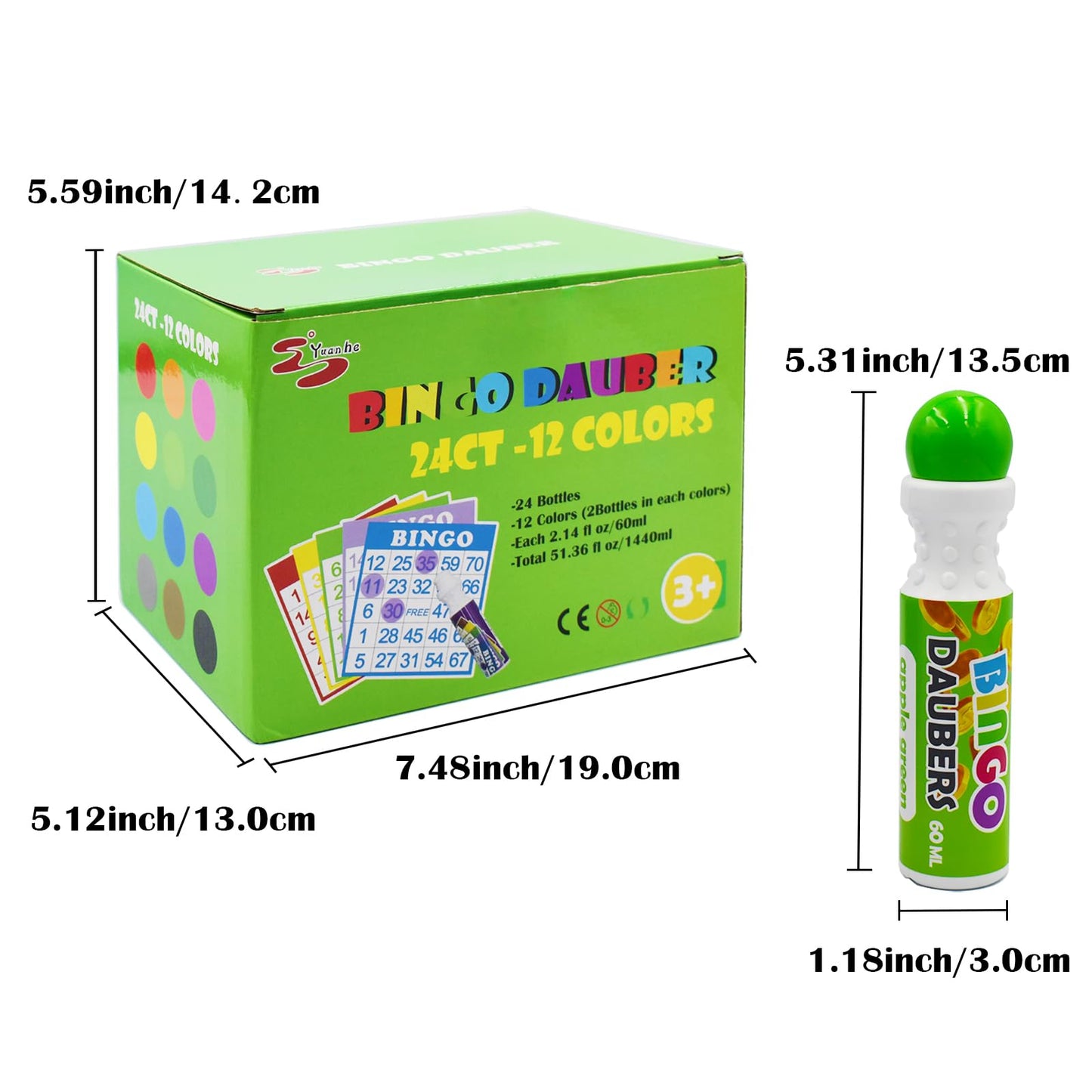 Yuanhe Bingo Daubers 24-Pack Mixed Colors – Quick-Dry, Leakage-Proof Dot Markers