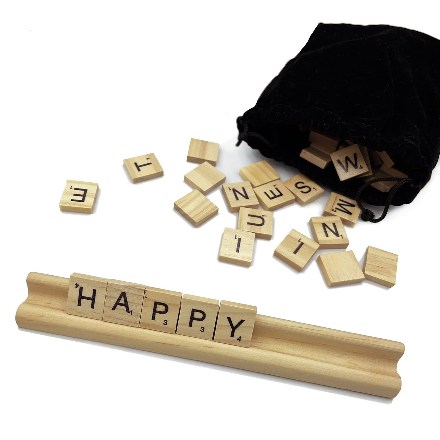 Yuanhe Scrabble Tile Holders – Wooden 8-Pack Rack Set for Games & Crafts