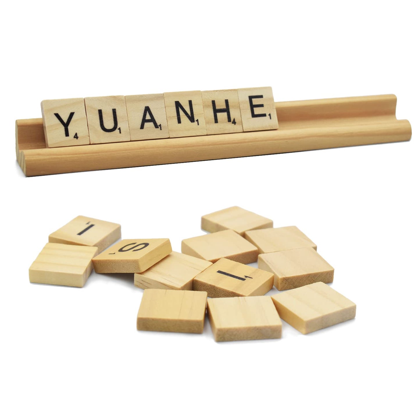 Yuanhe Scrabble Tile Holders – Wooden 8-Pack Rack Set for Games & Crafts