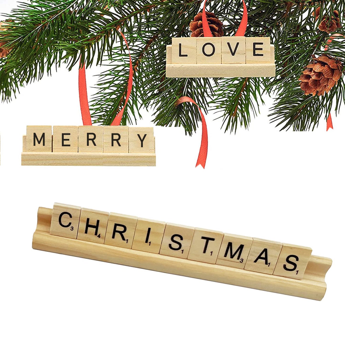 Yuanhe Scrabble Tile Holders – Wooden 8-Pack Rack Set for Games & Crafts