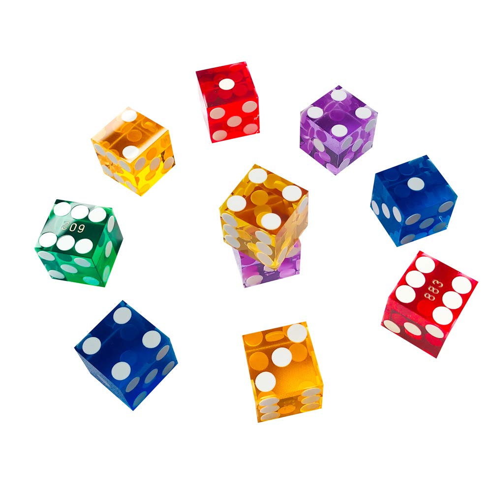 Yuanhe 5-Pack Grade AAA 19mm Serialized Casino Dice with Razor Edges - Green