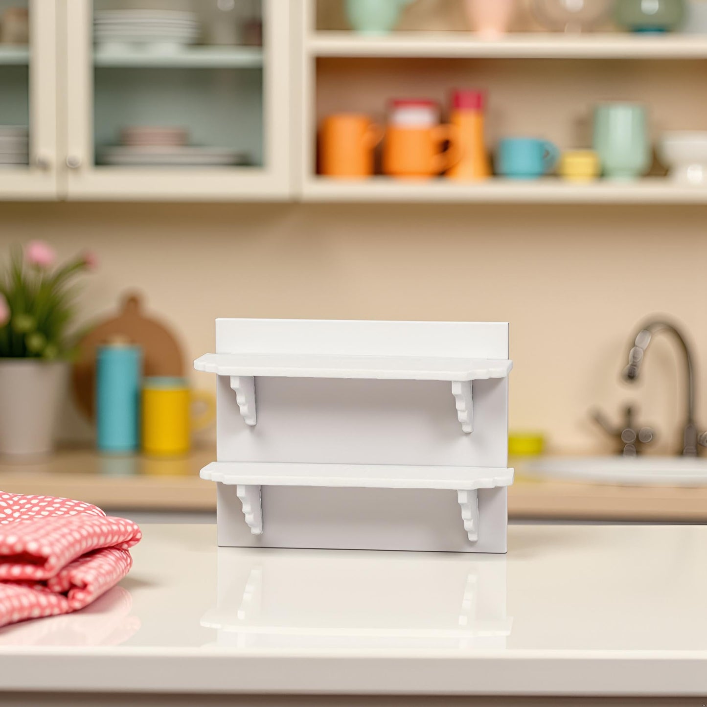 YuanHolumid 2Pcs White Dollhouse Wall Shelf – 1:12 Scale Miniature Doll House Decor Accessories