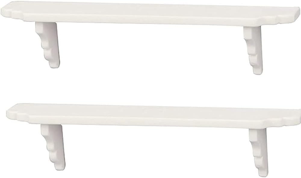 YuanHolumid 2Pcs White Dollhouse Wall Shelf – 1:12 Scale Miniature Doll House Decor Accessories