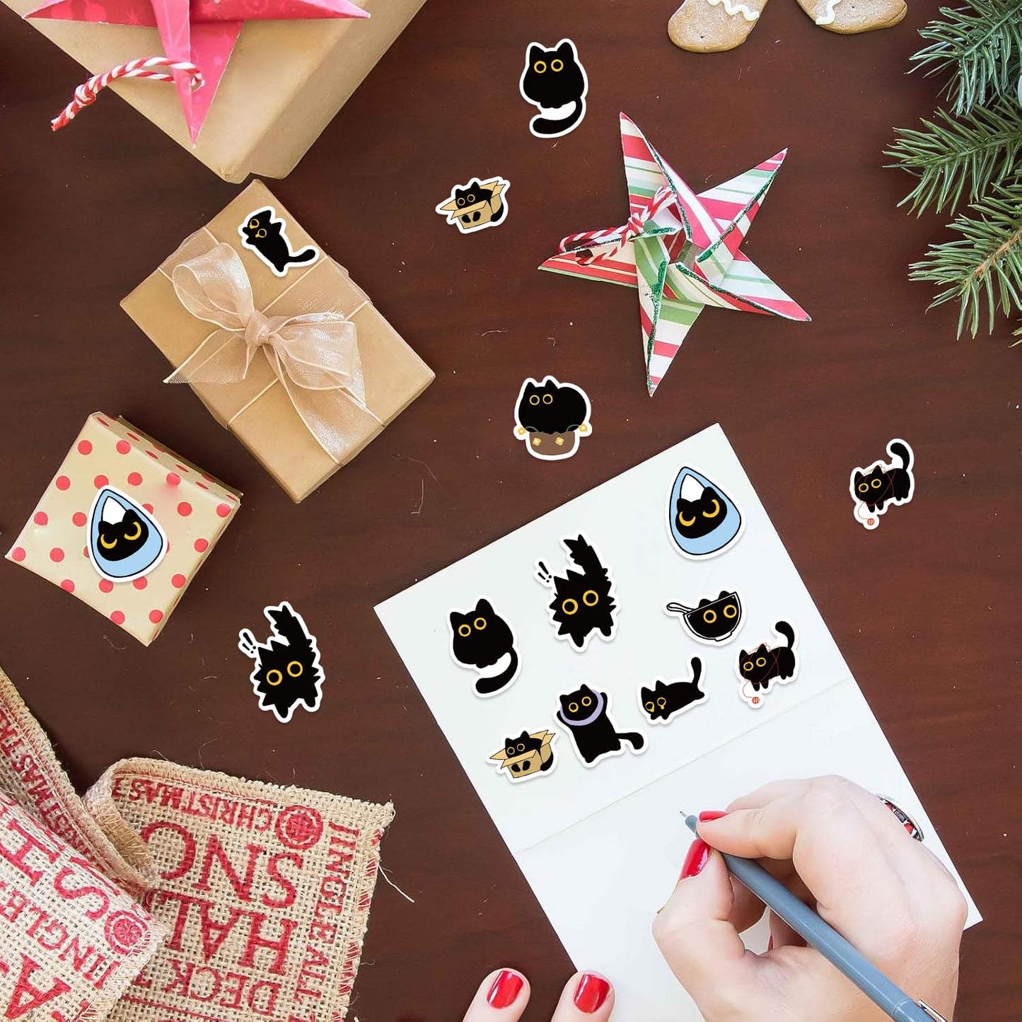 Yuanqichuanglian Black Cat Stickers - 500Pcs Cute Multi-Use Decals for Laptop & More