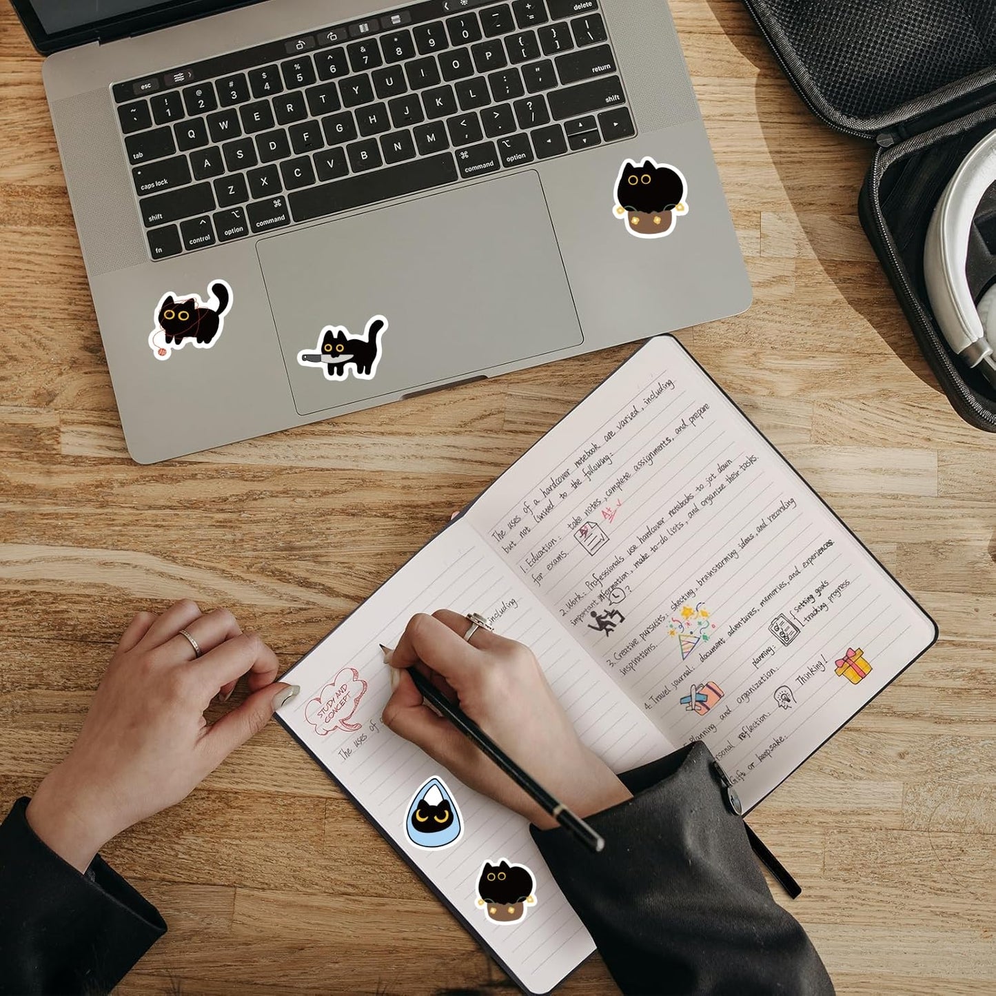 Yuanqichuanglian Black Cat Stickers - 500Pcs Cute Multi-Use Decals for Laptop & More