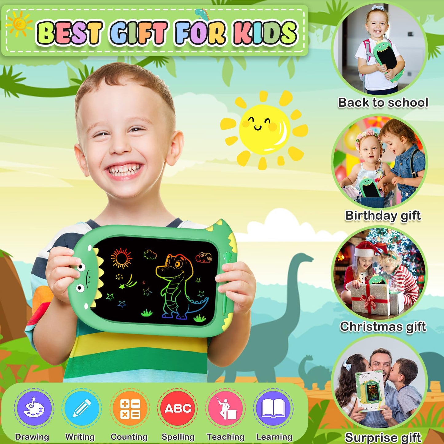 YUBALEER 10-Inch Toddler Drawing Tablet — Doodle Board for Kids Travel Fun