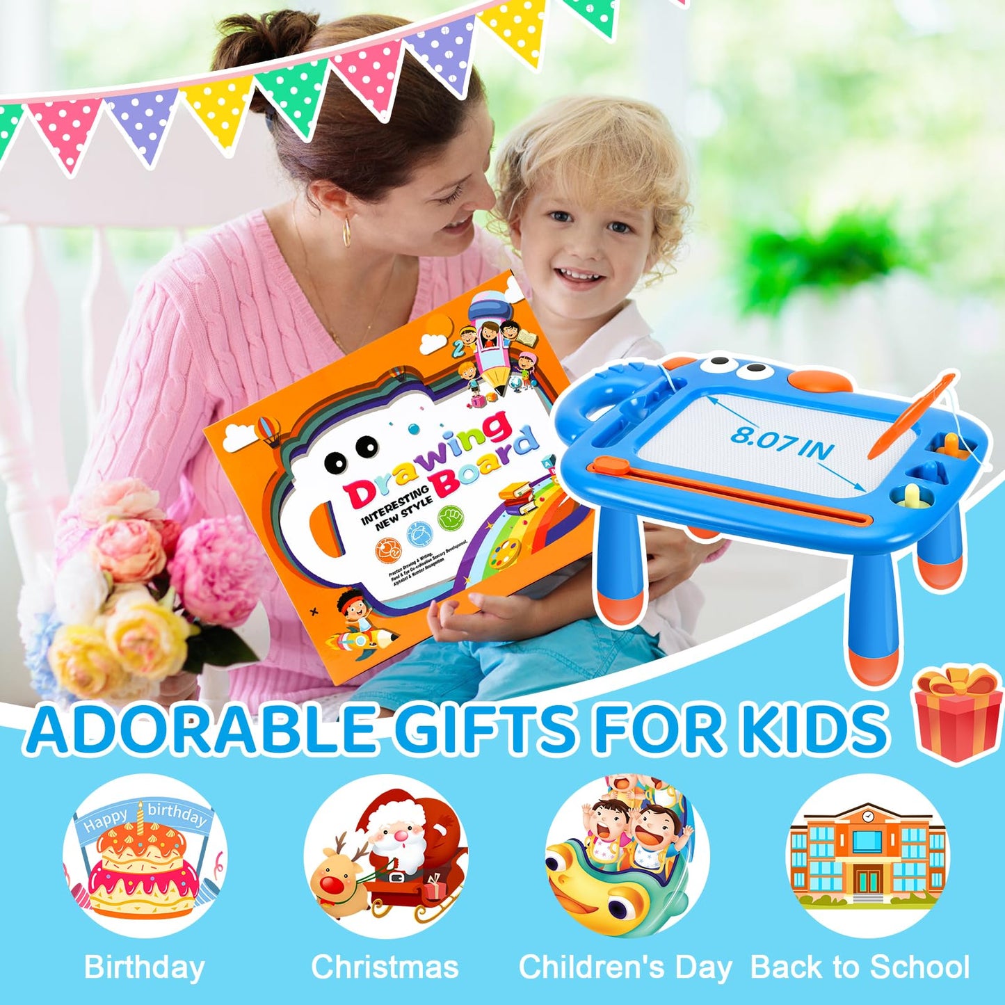 YUBALEER Magnetic Drawing Board for Toddlers 1-3 | Mess-Free Doodle Board