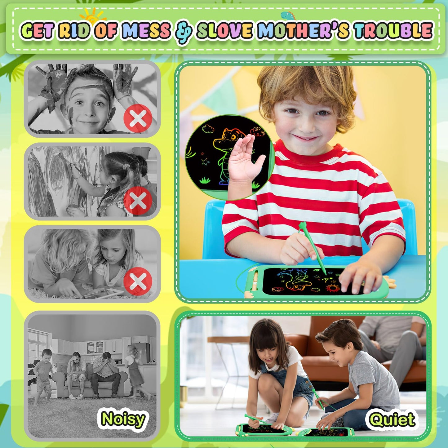 YUBALEER 10-Inch Toddler Drawing Tablet — Doodle Board for Kids Travel Fun