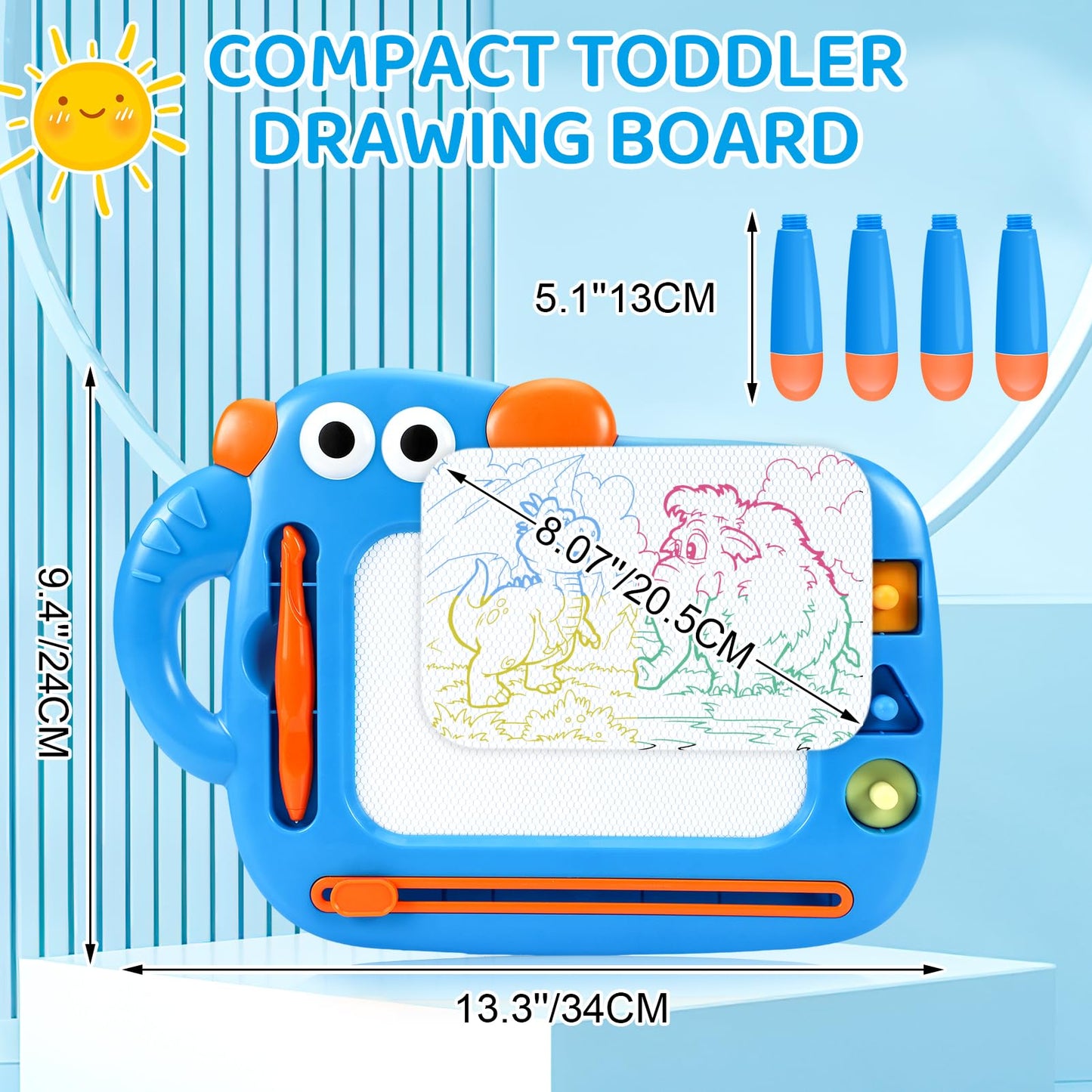 YUBALEER Magnetic Drawing Board for Toddlers 1-3 | Mess-Free Doodle Board