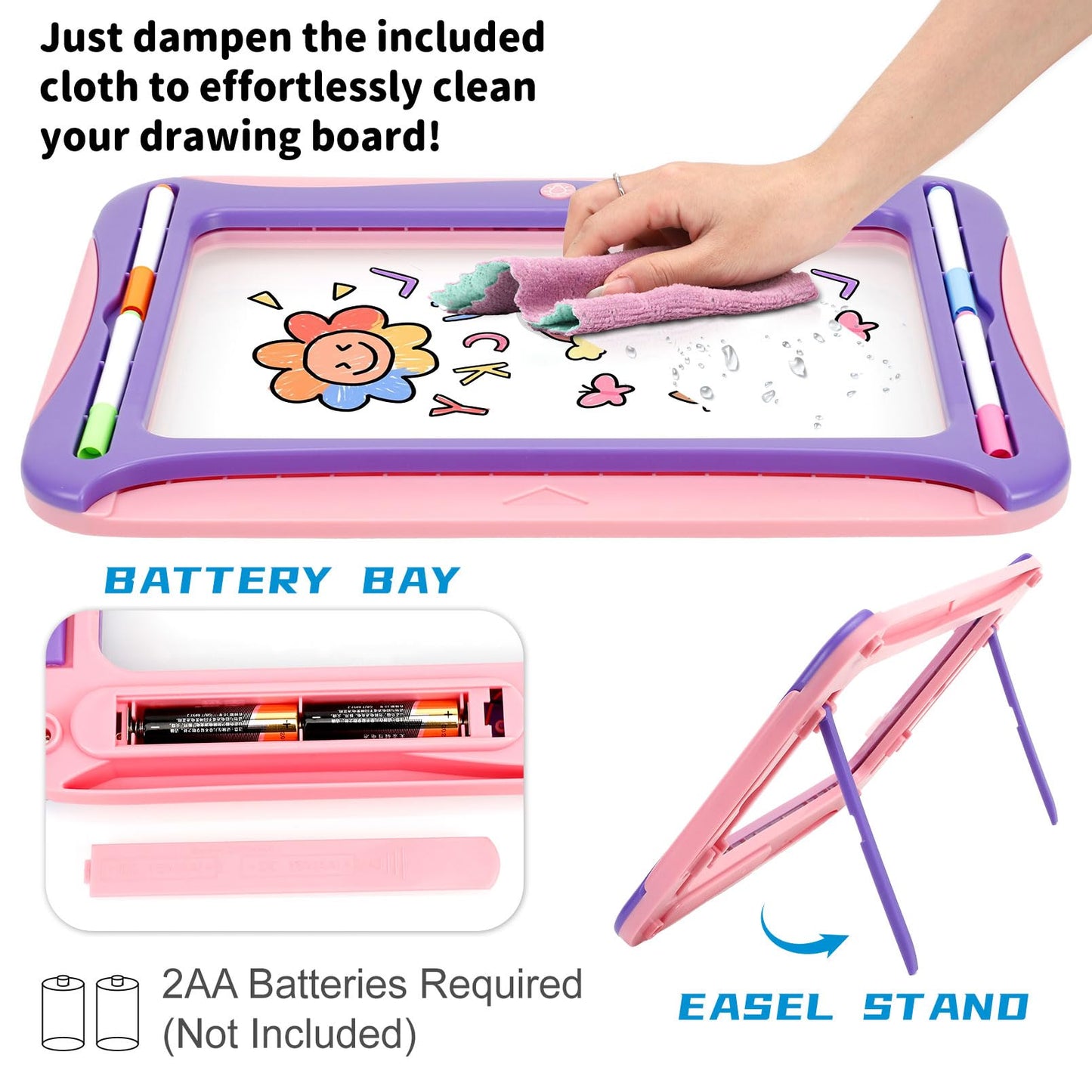 YUBALEER Magic LED Drawing Board for Kids – Light-Up Tracing Pad with 9 Cards & 6 Markers