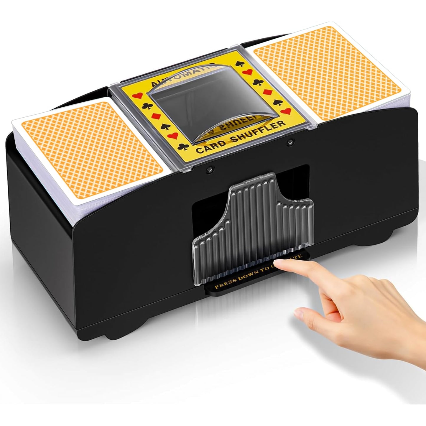 YUCEEN Automatic Card Shuffler 1/2 Decks — Battery-Powered Shuffler for UNO, Poker & More