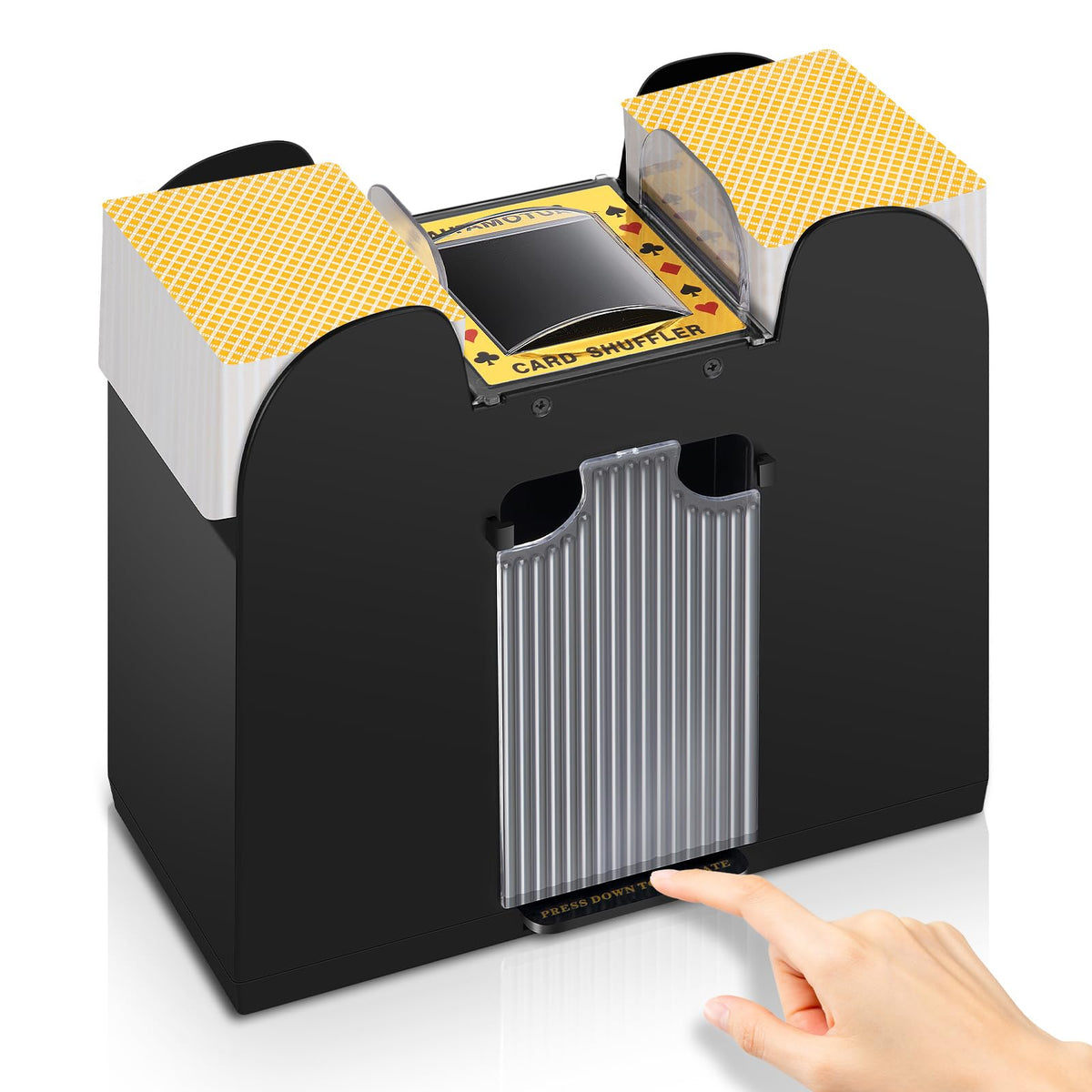 YUCEEN Automatic Card Shuffler — Shuffles 1–6 Decks, Battery Powered, Low-Noise