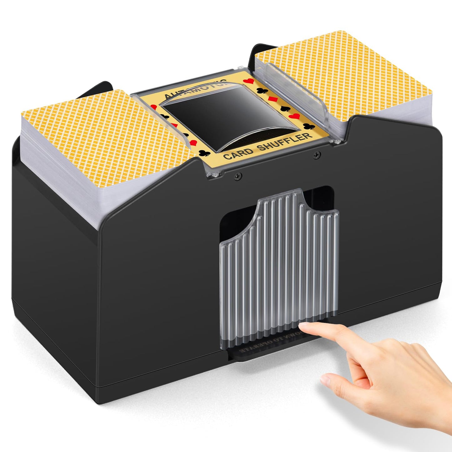 YUCEEN Automatic Card Shuffler – 1/2/4 Decks, Battery-Operated, Quiet & Portable