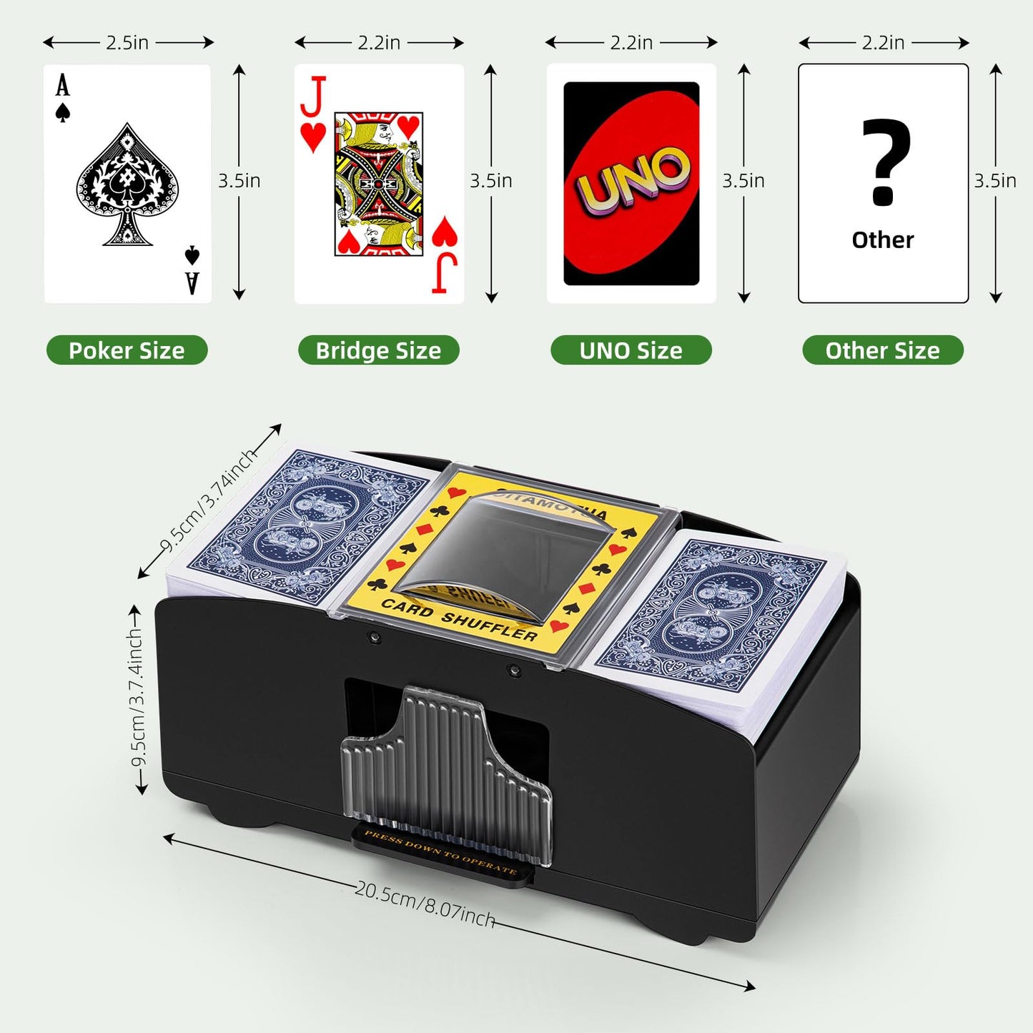YUCEEN Automatic Card Shuffler 1/2 Decks — Battery-Powered Shuffler for UNO, Poker & More