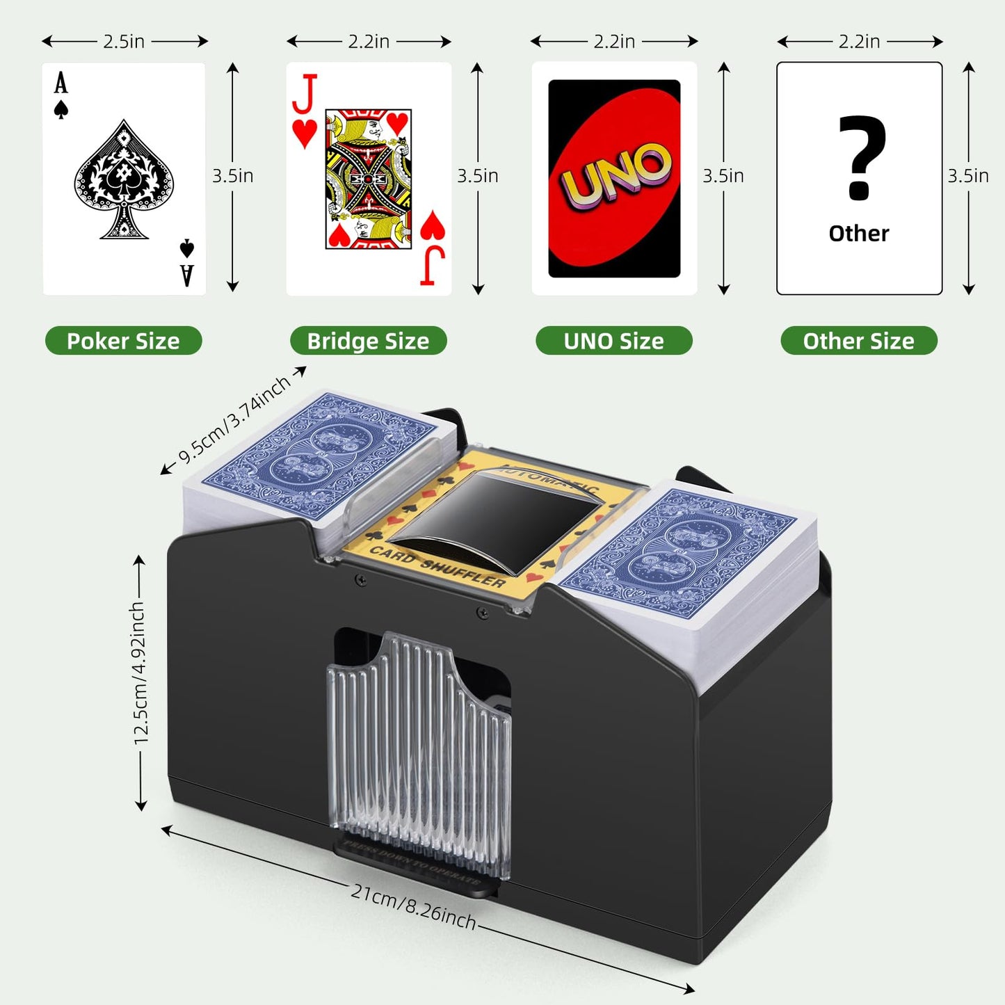 YUCEEN Automatic Card Shuffler – 1/2/4 Decks, Battery-Operated, Quiet & Portable