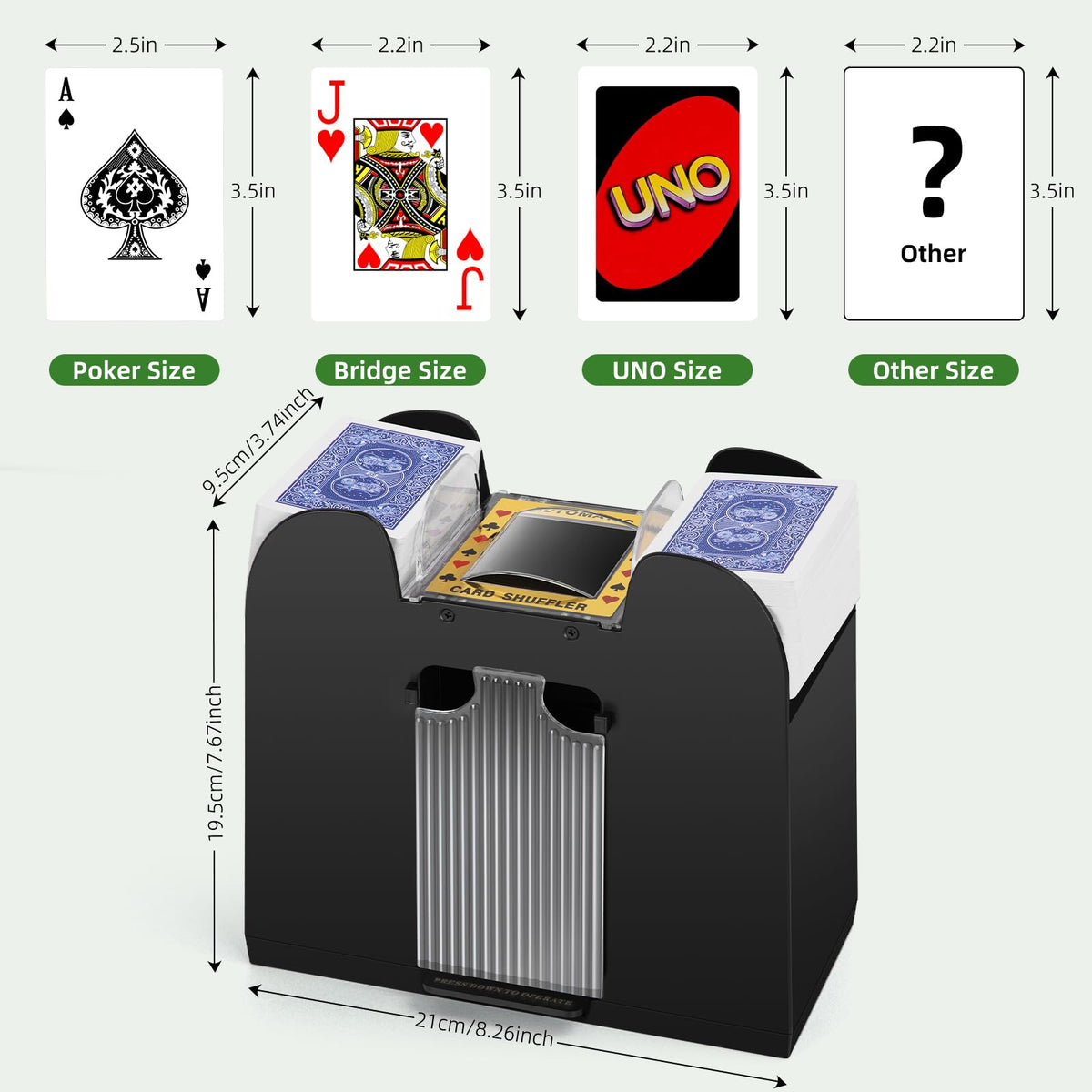 YUCEEN Automatic Card Shuffler — Shuffles 1–6 Decks, Battery Powered, Low-Noise
