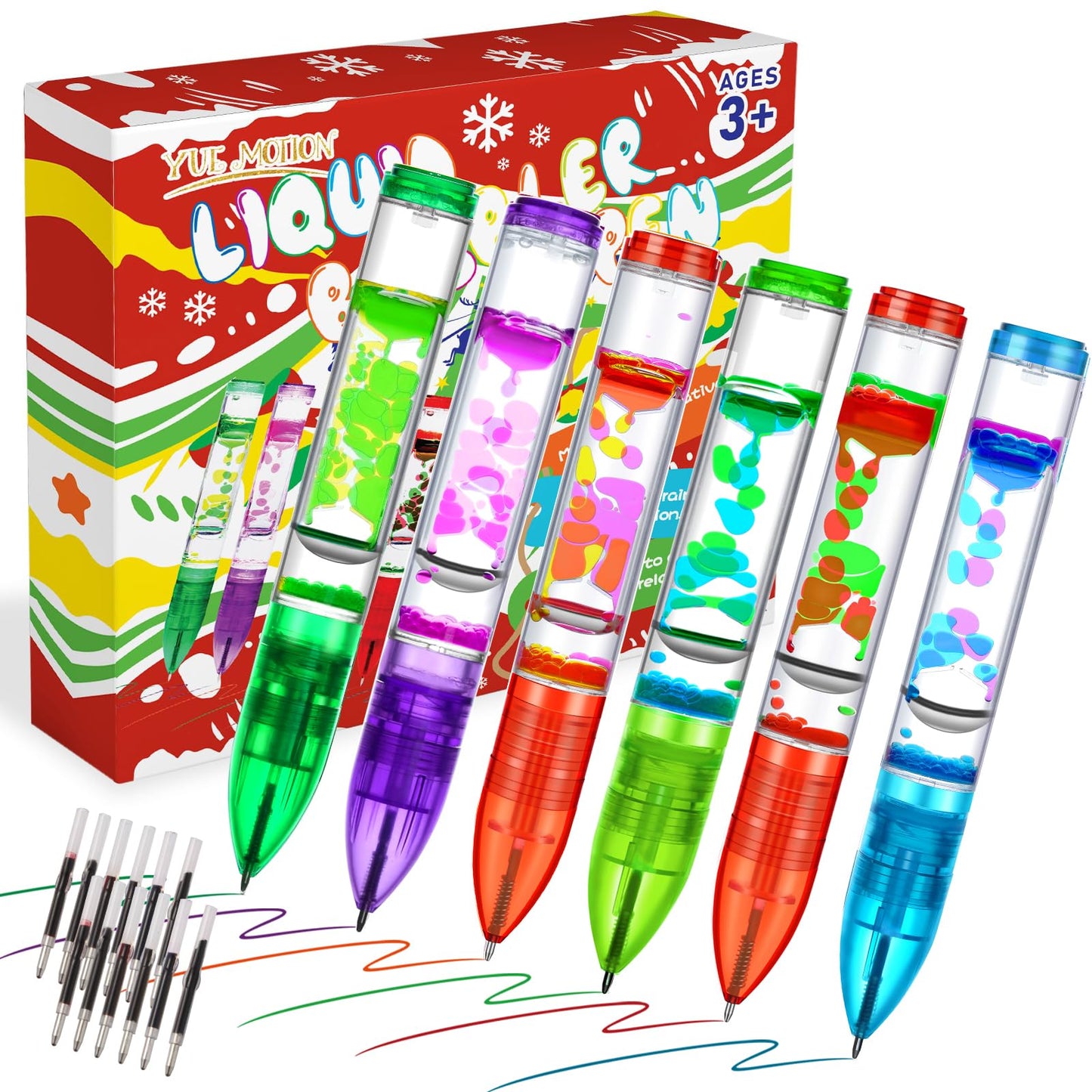 Yue Motion Lava Pens – 6 Pack Colorful Liquid Bubble Fidget Pens for Focus & Stress Relief