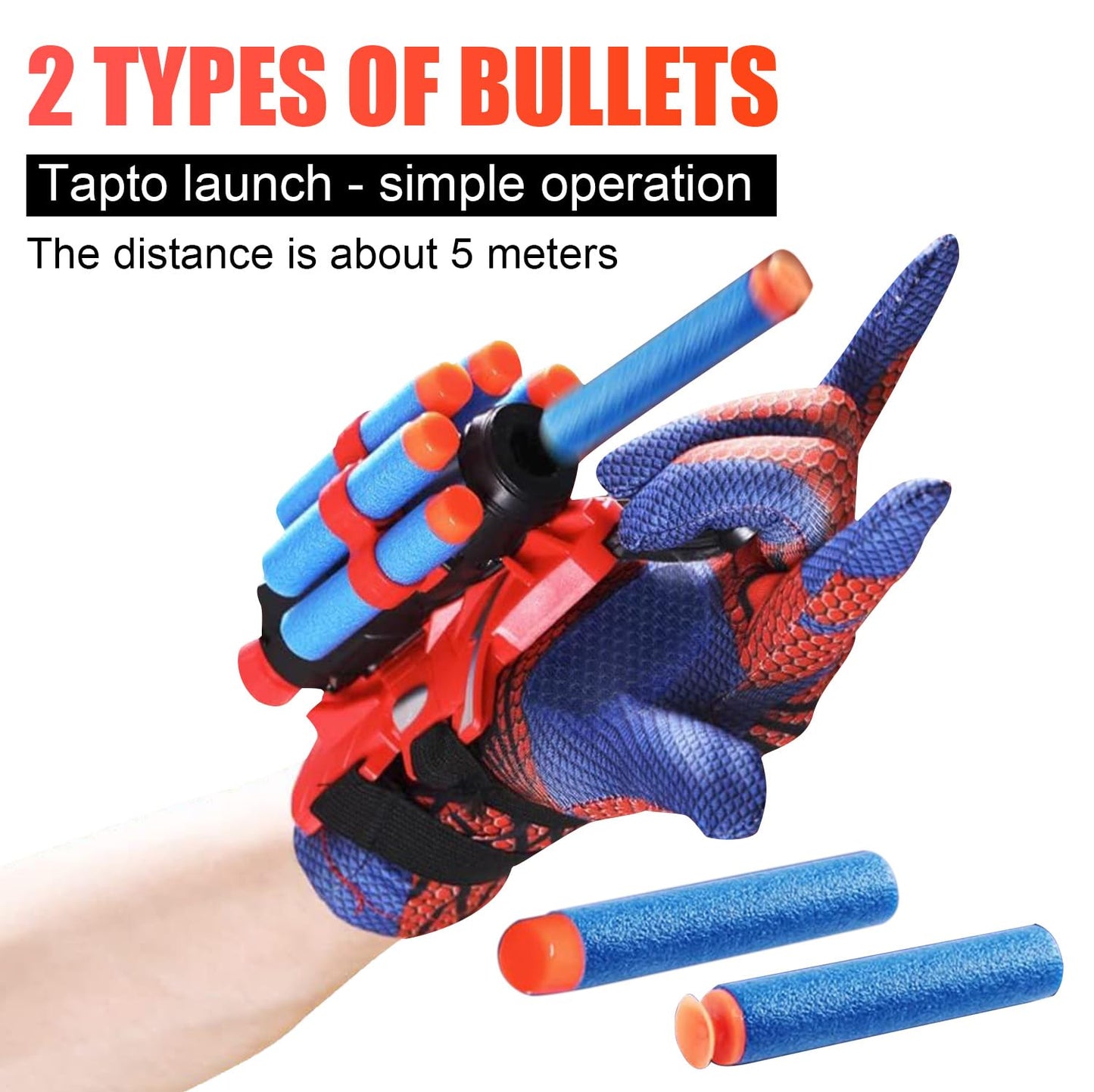 YUETIANE Spider Web Shooter Set – 2 Gloves, 2 Wrist Launchers, Darts for Kids (Easter Basket Stuffers)