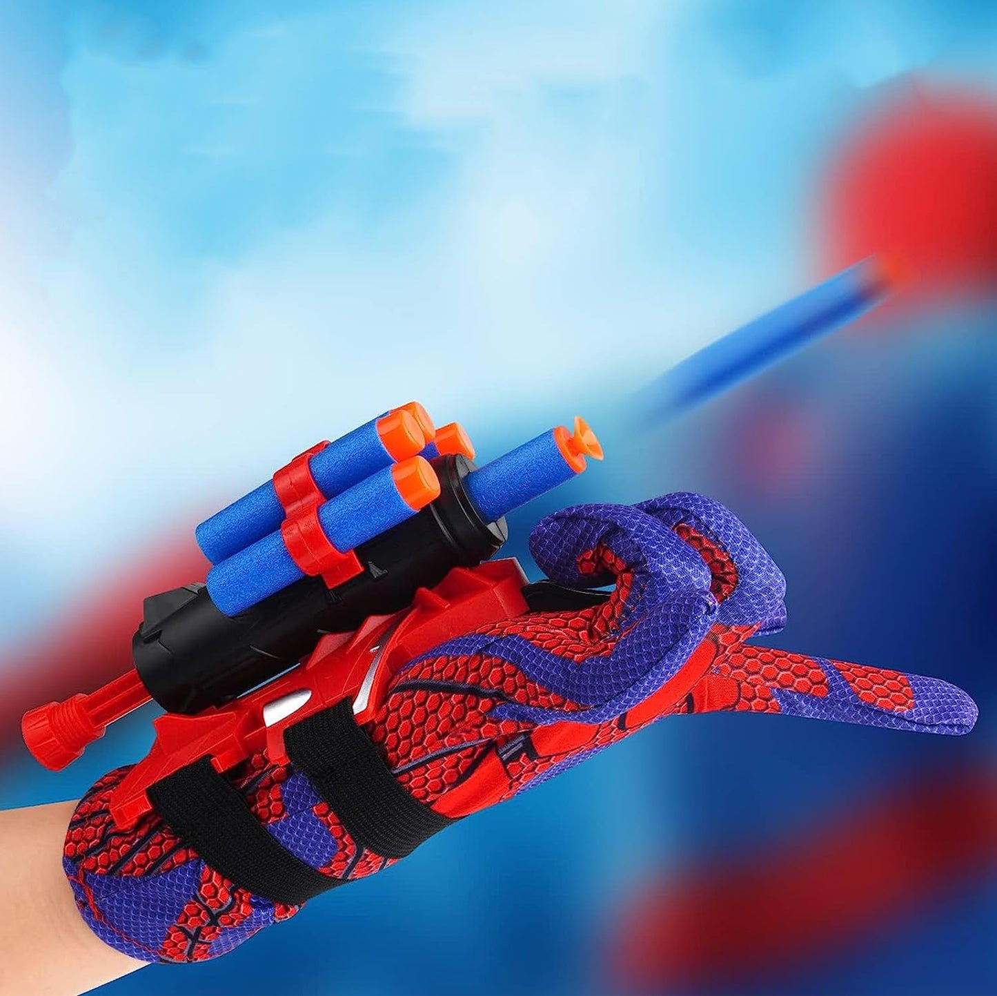 YUETIANE Spider Web Shooter Set – 2 Gloves, 2 Wrist Launchers, Darts for Kids (Easter Basket Stuffers)