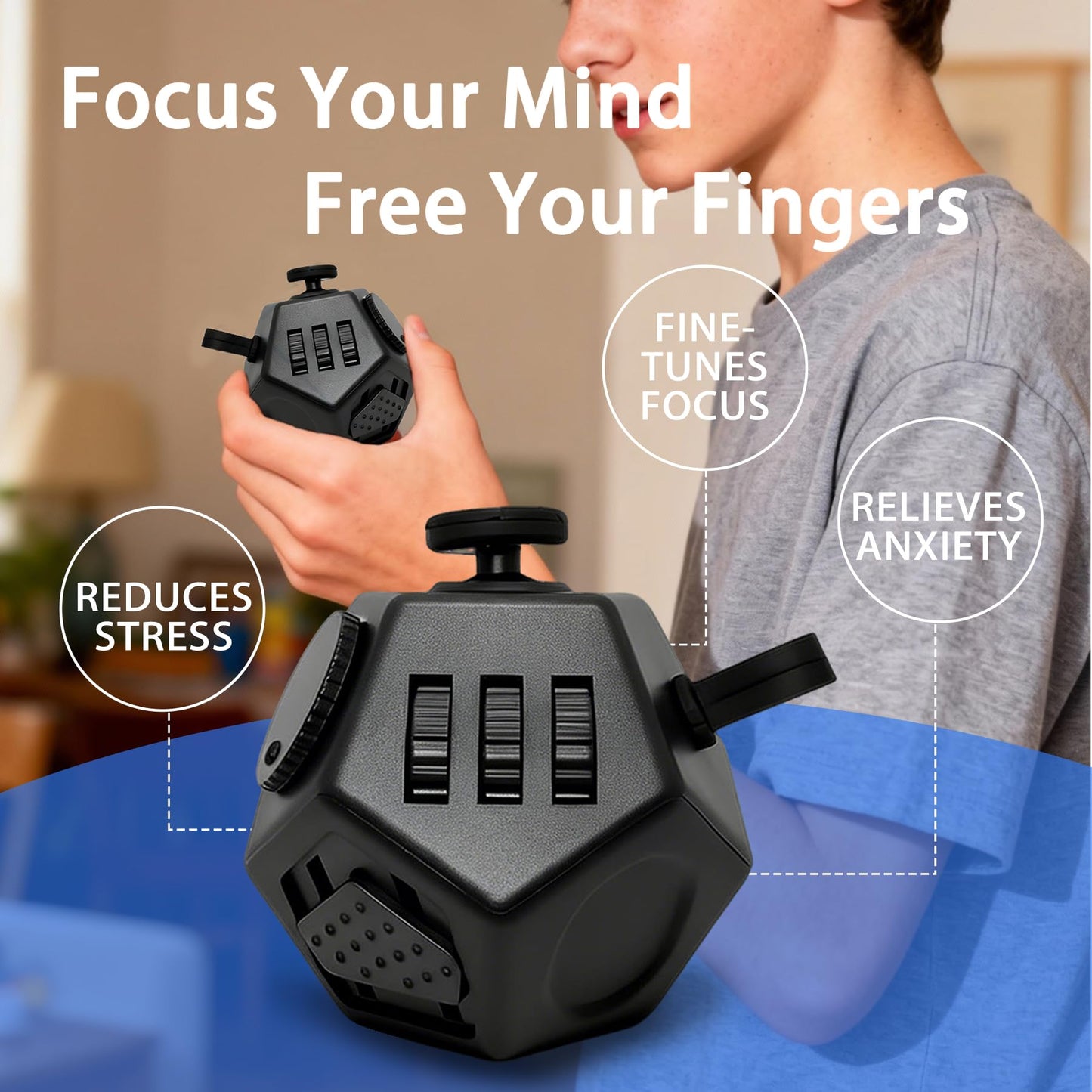 YUFENGBY Fidget Cube 4-Pcs Set – Rotating Sensory Cubes for Focus