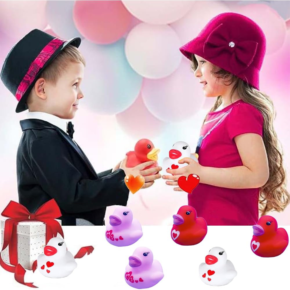 YUERFEILA 30 Pcs Valentines Day Rubber Ducks Heart – Party Favors & Gifts