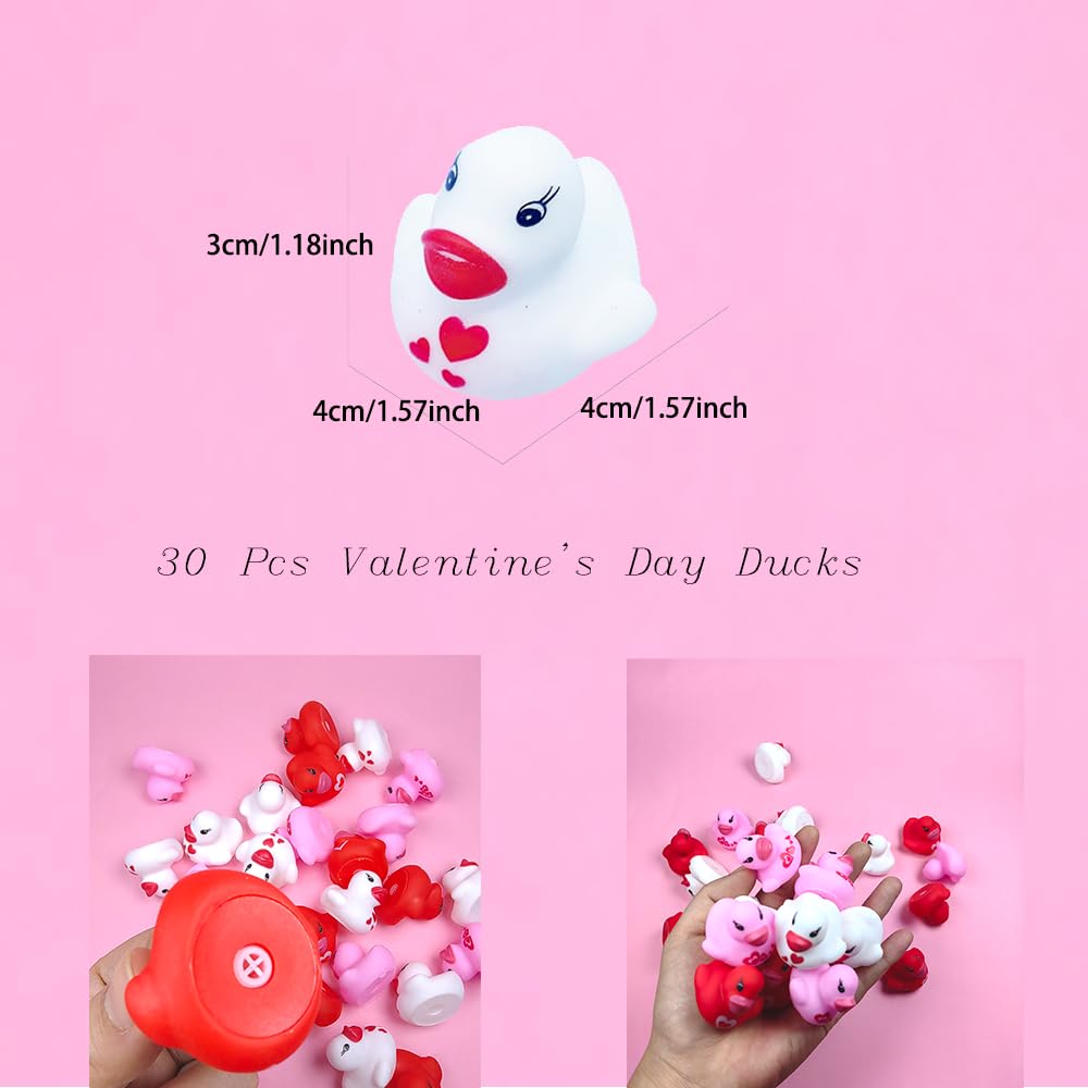 YUERFEILA 30 Pcs Valentines Day Rubber Ducks Heart – Party Favors & Gifts