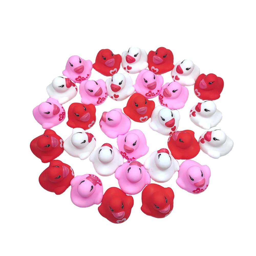 YUERFEILA 30 Pcs Valentines Day Rubber Ducks Heart – Party Favors & Gifts