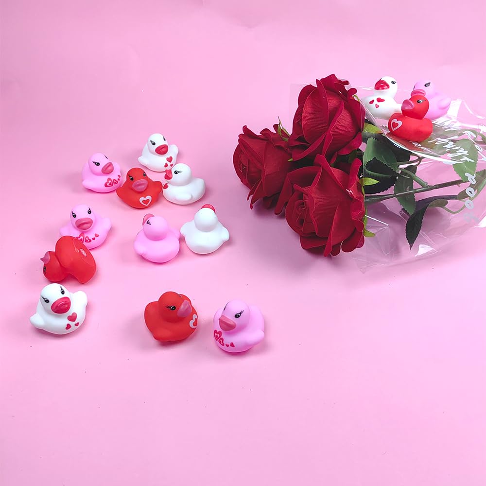 YUERFEILA 30 Pcs Valentines Day Rubber Ducks Heart – Party Favors & Gifts