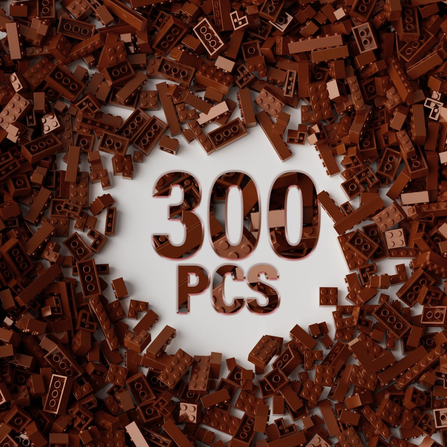 YUJHITP 300 Piece Brown Bricks Bulk Pack — 12-Size Brown Brick Accessories for Building, LEGO Compatible