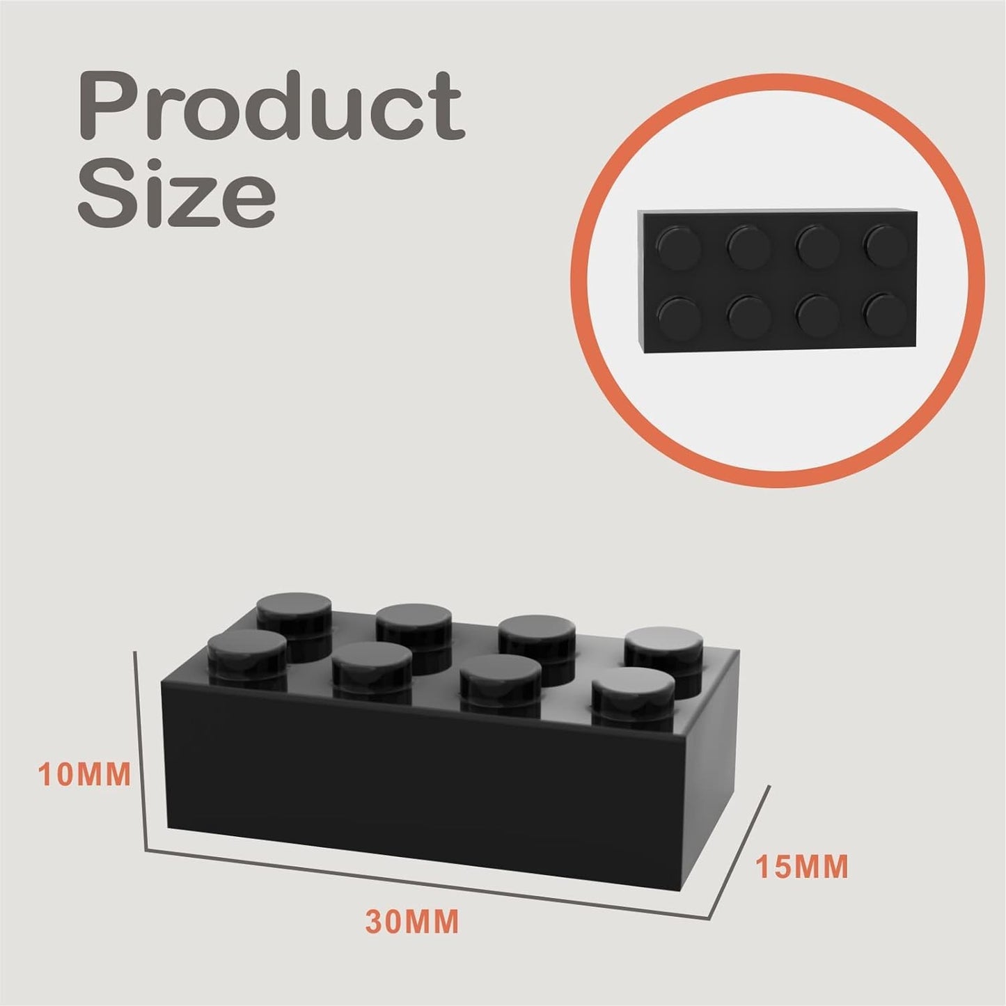 YUJHITP 500-Piece Black Bricks Bulk • 2x4 Flat Building Bricks, LEGO Compatible