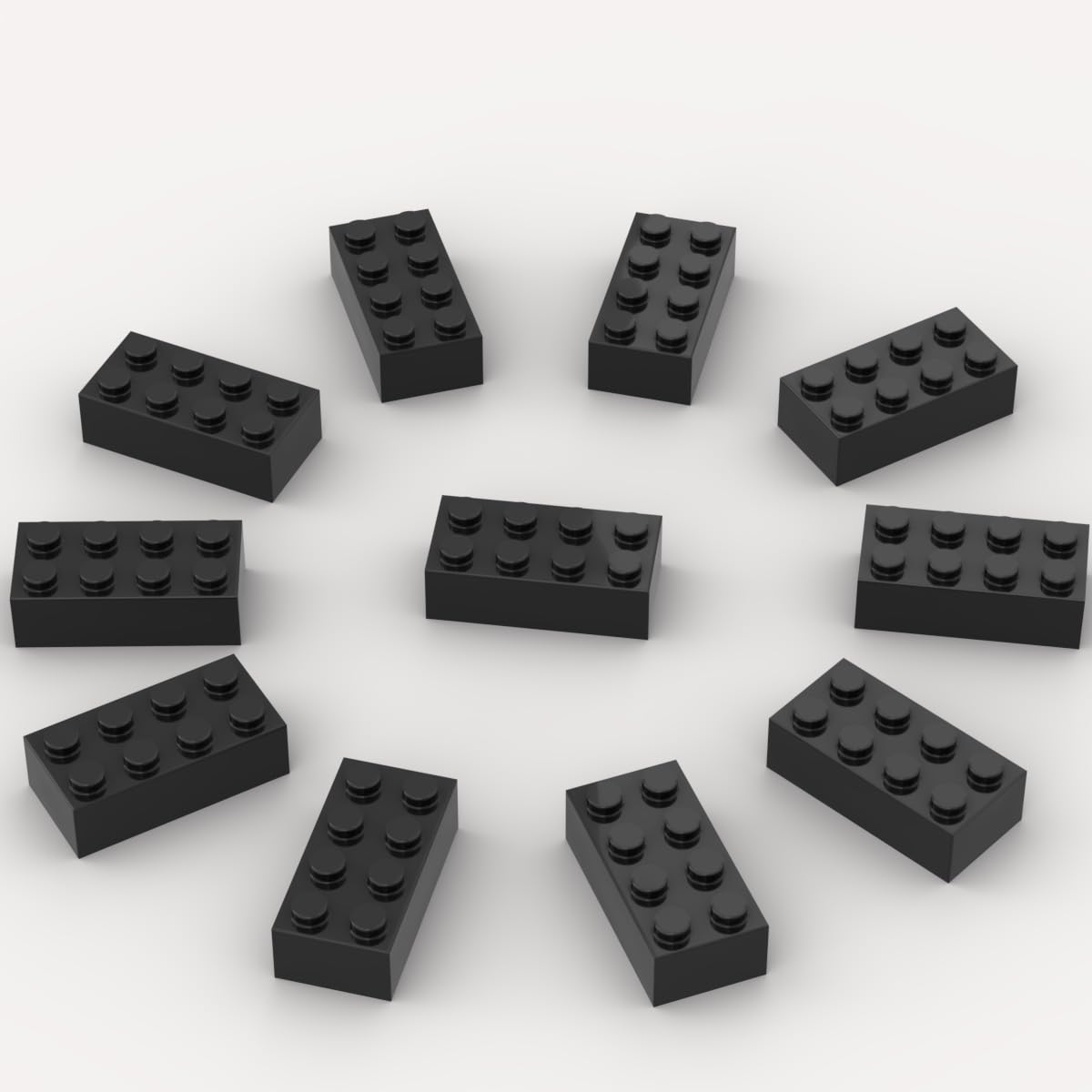 YUJHITP 500-Piece Black Bricks Bulk • 2x4 Flat Building Bricks, LEGO Compatible