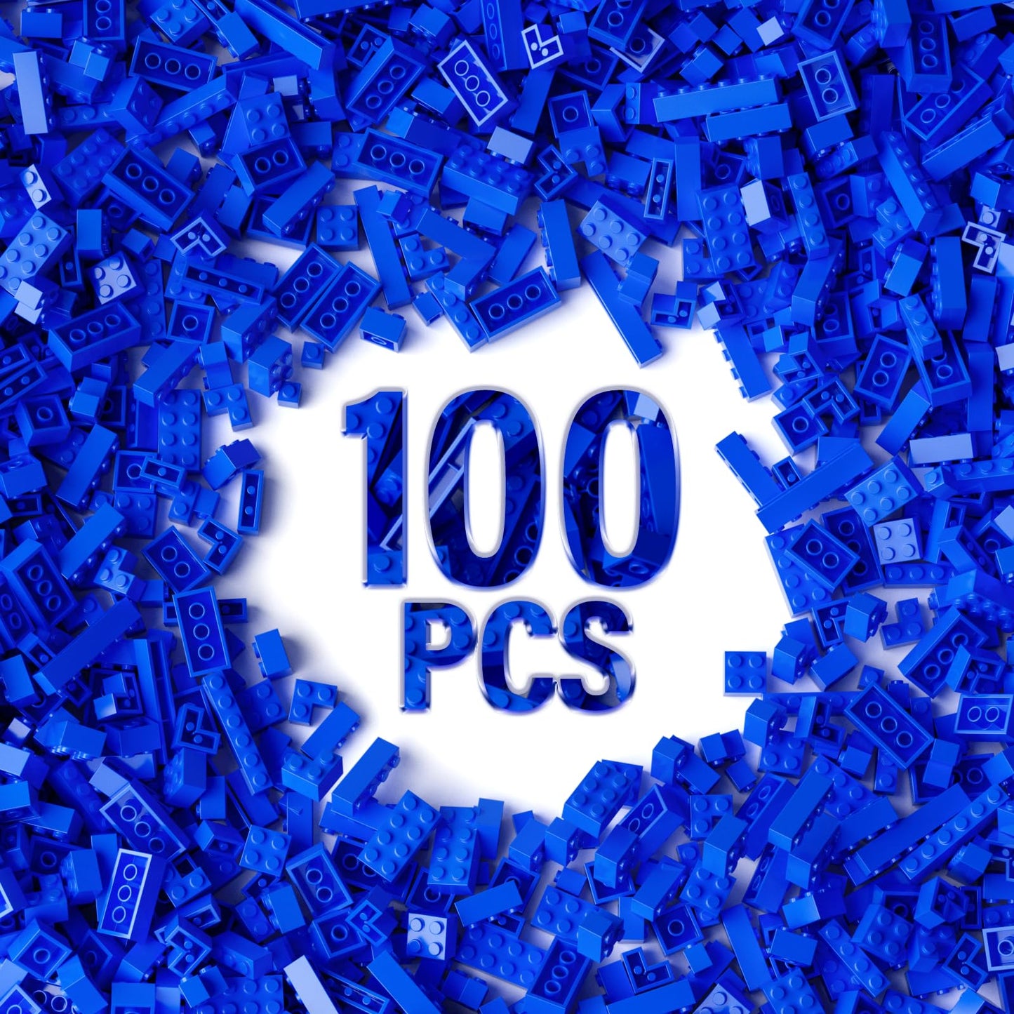 YUJHITP 100 Piece Blue Building Bricks Bulk – Compatible with LEGO Parts
