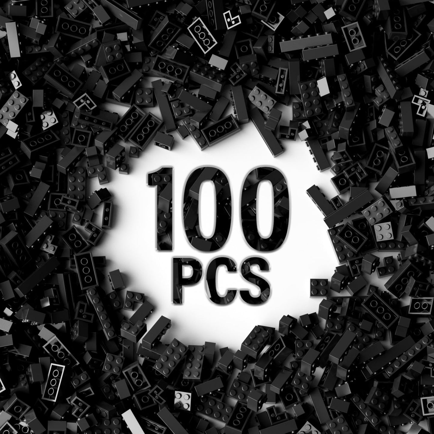 YUJHITP 100 Piece Classic Building Blocks – LEGO Compatible Black Bricks in Bulk