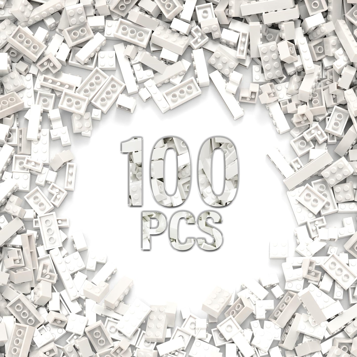 YUJHITP 100 Piece Classic Building Blocks – White, LEGO Compatible, Bulk Bricks