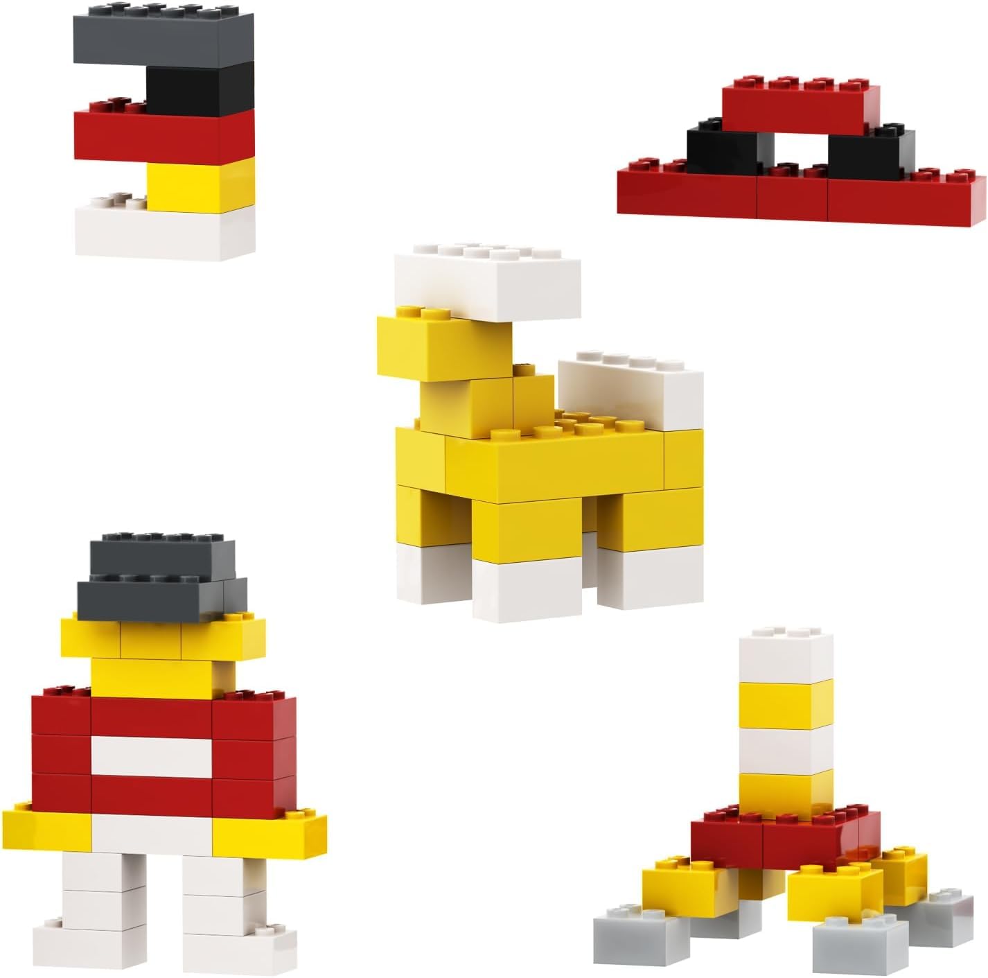 YUJHITP 300-Piece Black Brick Bulk Pack – 12 Sizes, LEGO Compatible