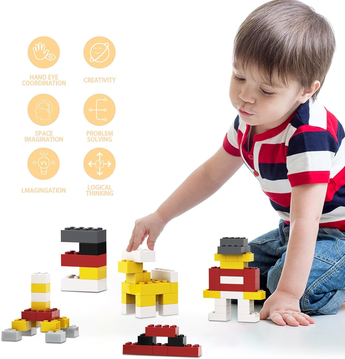 YUJHITP 300 Piece Brown Bricks Bulk Pack — 12-Size Brown Brick Accessories for Building, LEGO Compatible
