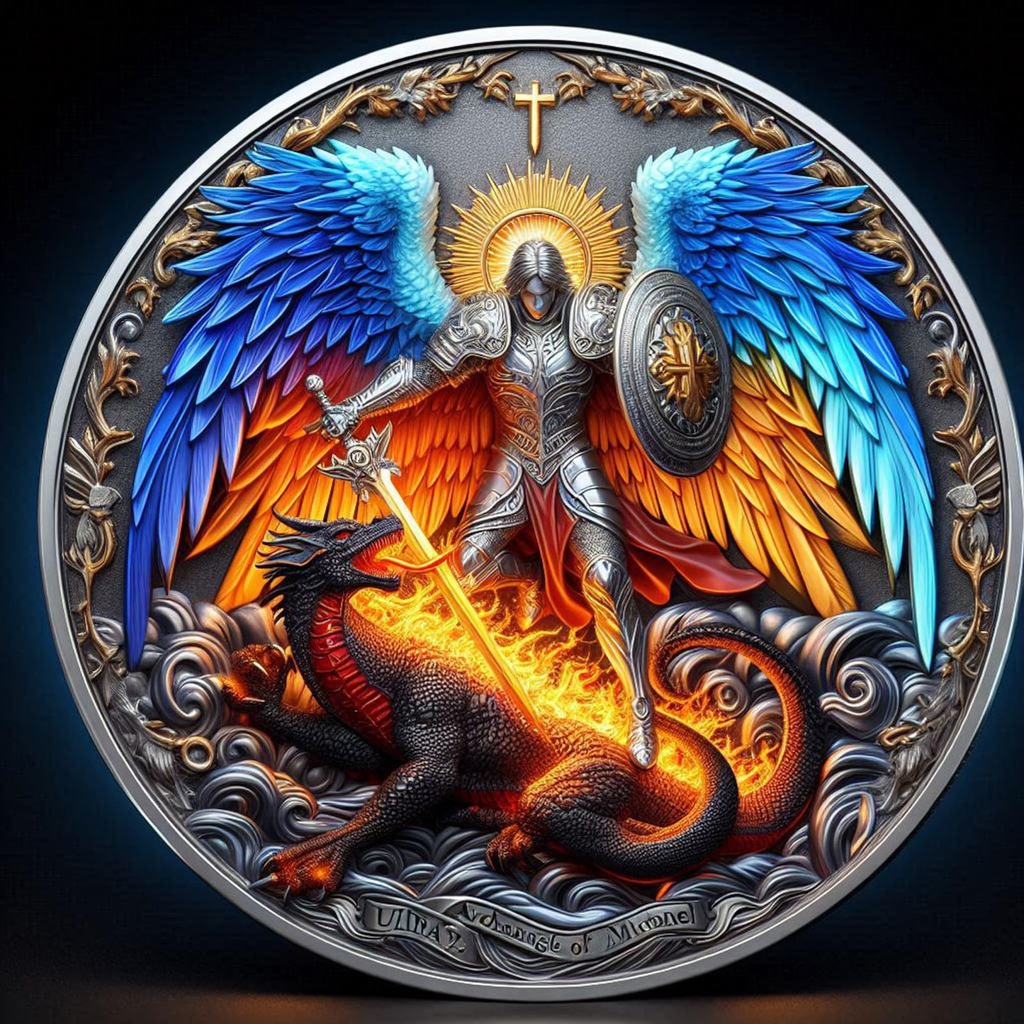 YUJUE Archangel Michael Challenge Coin – Psalm 91:10-11 Protection Pocket Token