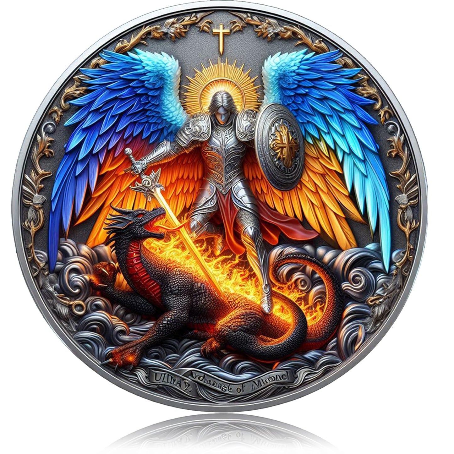 YUJUE Archangel Michael Challenge Coin – Psalm 91:10-11 Protection Pocket Token