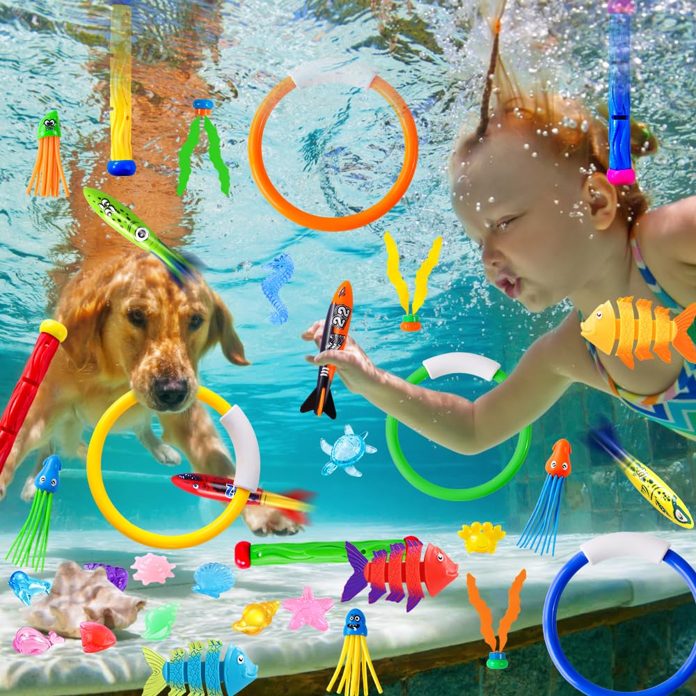YUJUN 35PCS Pool Diving Toys – Fun Summer Water Play Set for Kids