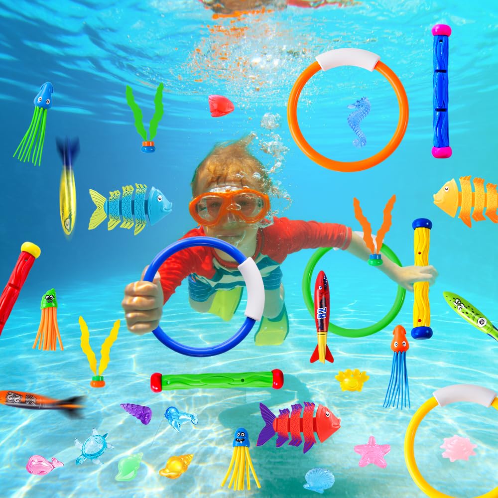 YUJUN 35PCS Pool Diving Toys – Fun Summer Water Play Set for Kids