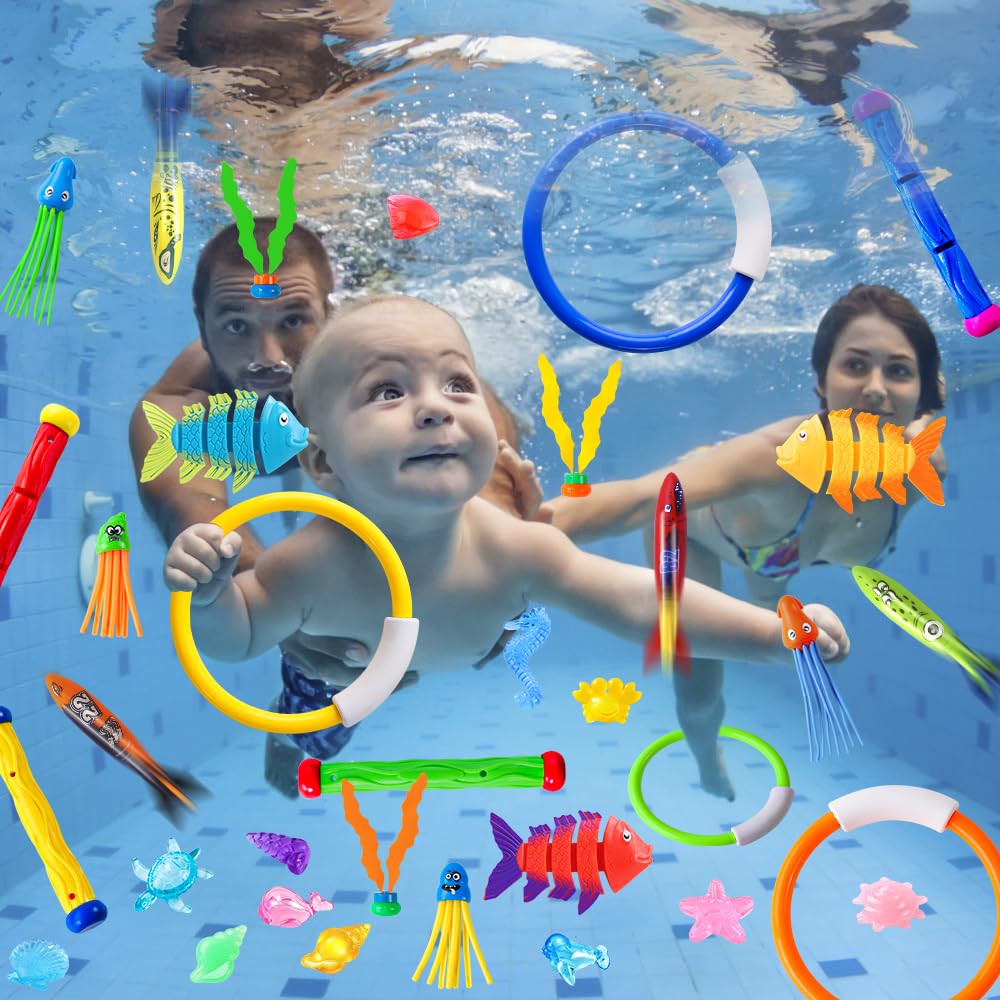 YUJUN 35PCS Pool Diving Toys – Fun Summer Water Play Set for Kids