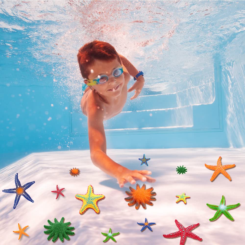 YUJUN 16-Piece Big Diving Starfish Pool Toys – 2 Sizes, Soft Rubber