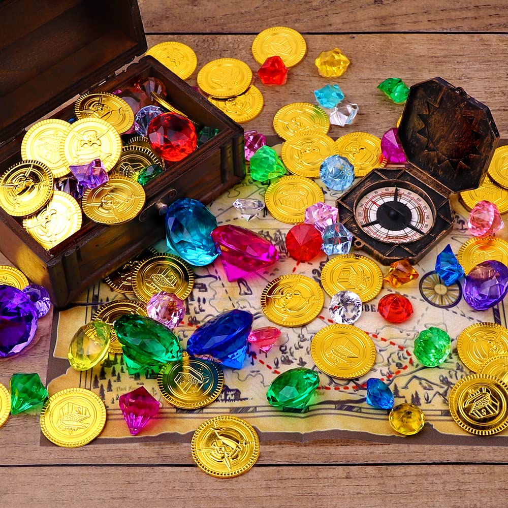 YUJUN Diving Gem Pirate Toys - Colorful Pool Diamonds & Treasure Chest Set
