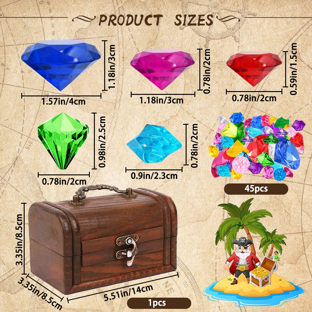 YUJUN Diving Gem Pirate Toys - Colorful Pool Diamonds & Treasure Chest Set